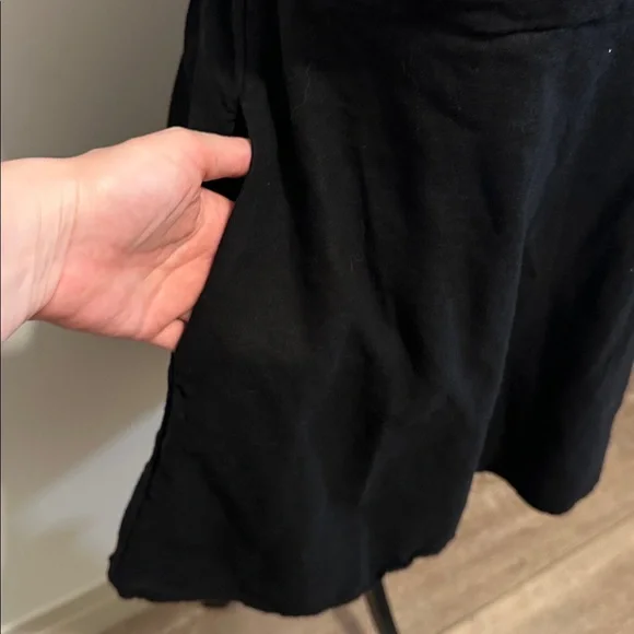 Old Navy Black Linen Tie-Strap Mini Dress Smocked Pockets M Petite - Picture 3 of 7